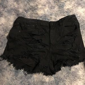 Distress black American eagle 🦅 Jean Shorts